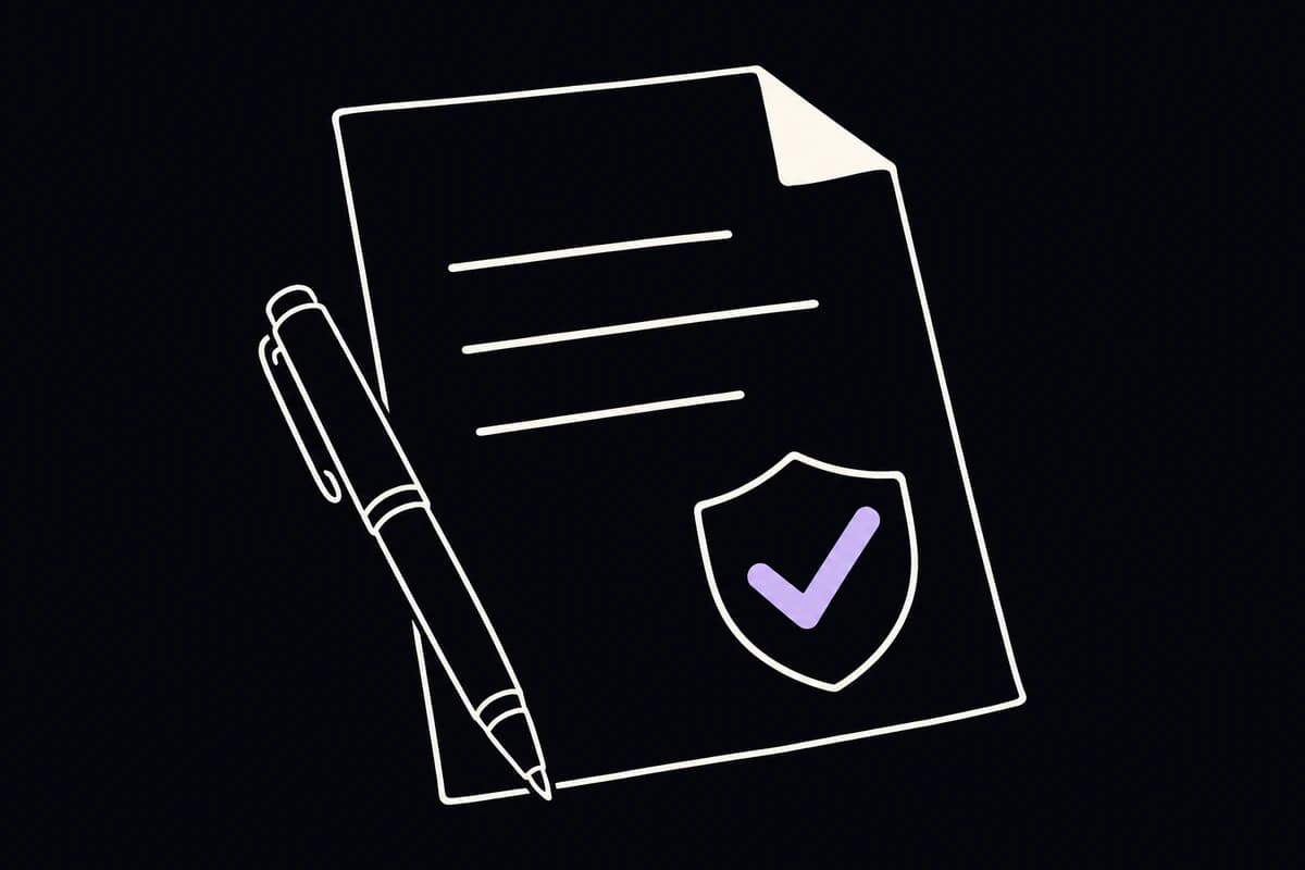 A signed permission sheet with a pen and an approval shield.