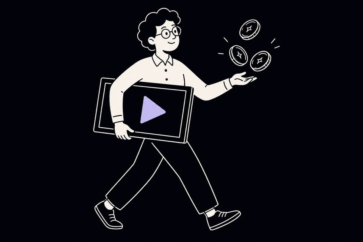 A creator carries a finished video toward a customer payout.